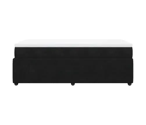 Kontinentaalvoodi Madratsiga, Must, 90X190 cm Samet