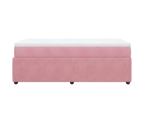 Atsperu Gulta Ar Matraci, Rozā Samts, 90X200 Cm Vidaxl