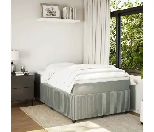 Atsperu Gulta Ar Matraci, Gaiši Pelēka Samts, 120X190 Cm Vidaxl