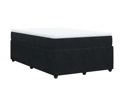 Atsperu Gulta Ar Matraci, Melns Samts, 120X190 Cm Vidaxl