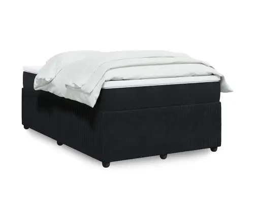 Atsperu Gulta Ar Matraci, Melns Samts, 120X190 Cm Vidaxl