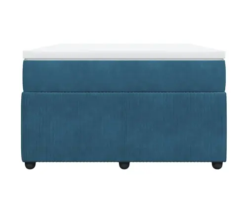 Atsperu Gulta Ar Matraci, Tumši Zils Samts, 120X200 Cm Vidaxl