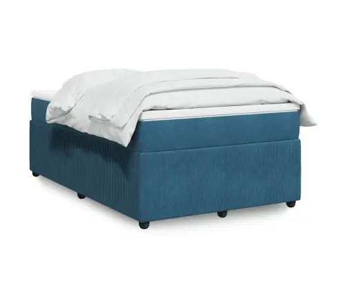 Atsperu Gulta Ar Matraci, Tumši Zils Samts, 120X200 Cm Vidaxl