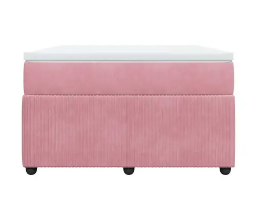 Atsperu Gulta Ar Matraci, Rozā Samts, 120X200 Cm Vidaxl