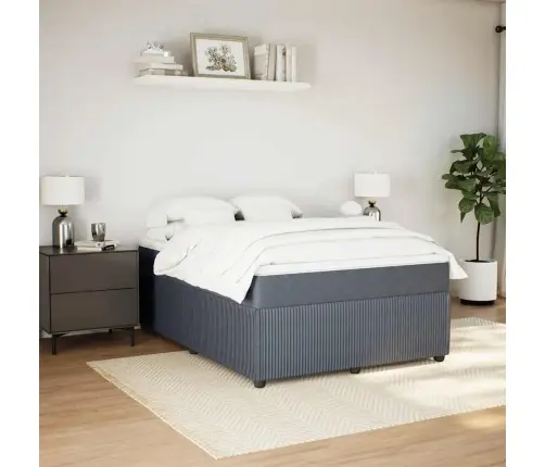 Atsperu Gulta Ar Matraci, Tumši Pelēka Samts, 140X190 Cm Vidaxl