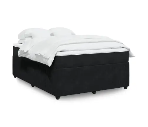 Atsperu Gulta Ar Matraci, Melna Samts, 140X190 Cm Vidaxl