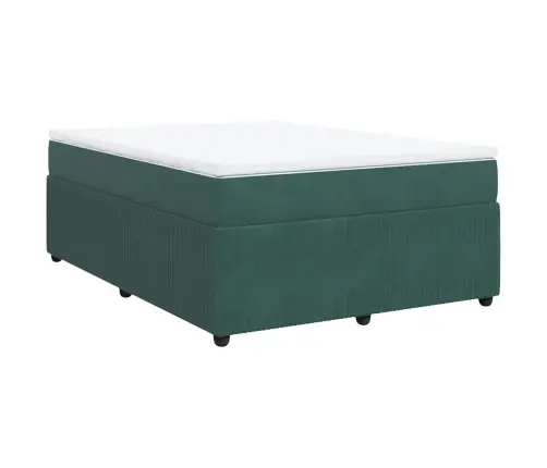 Lova Su Spyruoklėmis Ir Čiužiniu, Žalia, 140X190 cm Aksomas