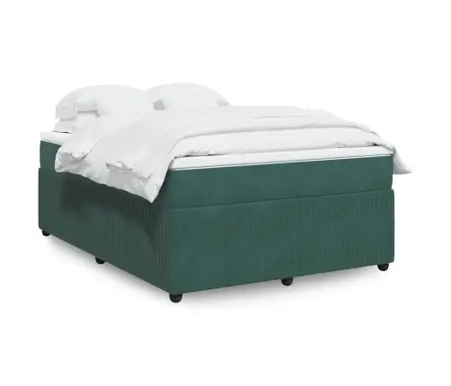 Lova Su Spyruoklėmis Ir Čiužiniu, Žalia, 140X190 cm Aksomas