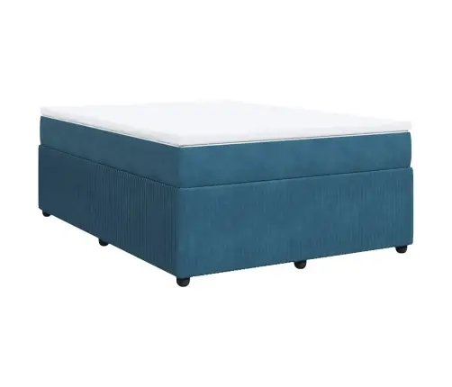 Atsperu Gulta Ar Matraci, Tumši Zils Samts, 140X190 Cm Vidaxl