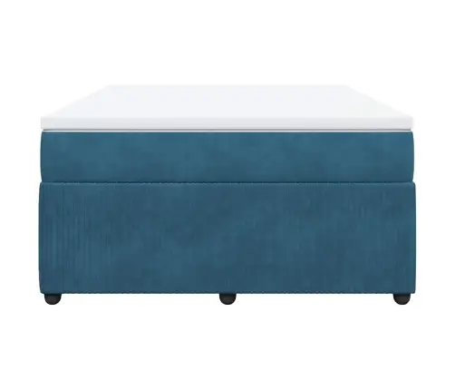 Atsperu Gulta Ar Matraci, Tumši Zils Samts, 140X190 Cm Vidaxl