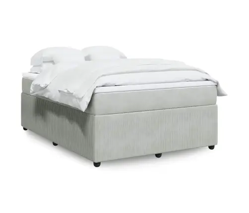 Atsperu Gulta Ar Matraci, Gaiši Pelēka Samts, 140X200 Cm Vidaxl