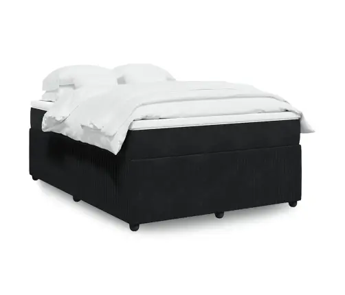 Atsperu Gulta Ar Matraci, Melna Samts, 140X200 Cm Vidaxl