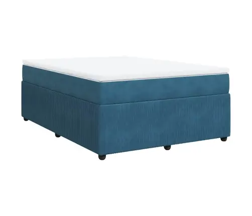 Atsperu Gulta Ar Matraci, Tumši Zils Samts, 140X200 Cm Vidaxl