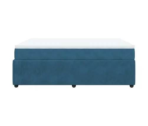 Atsperu Gulta Ar Matraci, Tumši Zils Samts, 140X200 Cm Vidaxl