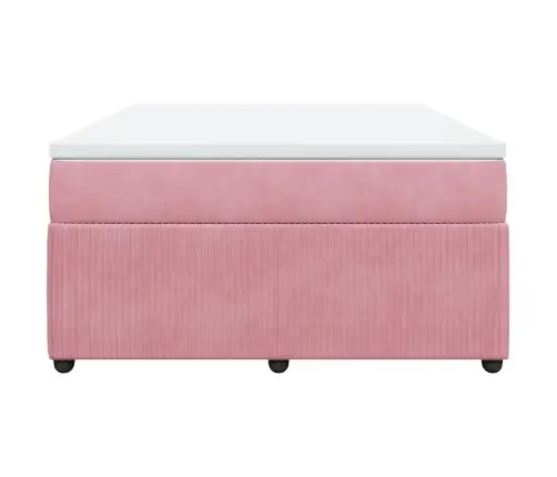 Atsperu Gulta Ar Matraci, Rozā Samts, 140X200 Cm Vidaxl