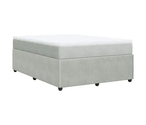 Atsperu Gulta Ar Matraci, Gaiši Pelēka Samts, 160X200 Cm Vidaxl