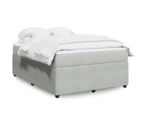 Atsperu Gulta Ar Matraci, Gaiši Pelēka Samts, 160X200 Cm Vidaxl