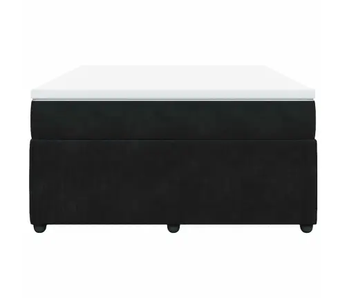 Lova Su Spyruoklėmis Ir Čiužiniu, Juoda, 160X200 cm Aksomas