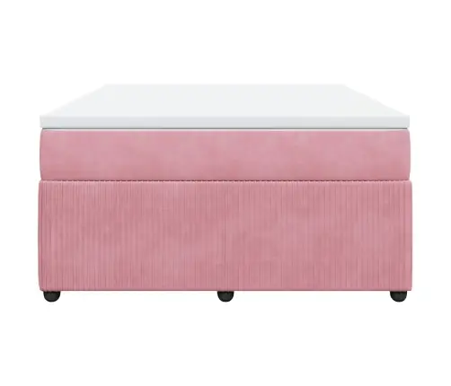 Atsperu Gulta Ar Matraci, Rozā Samts, 160X200 Cm Vidaxl