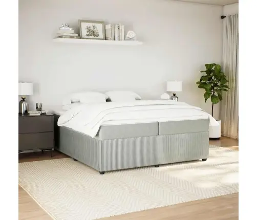 Atsperu Gulta Ar Matraci, Gaiši Pelēka Samts, 200X200 Cm Vidaxl