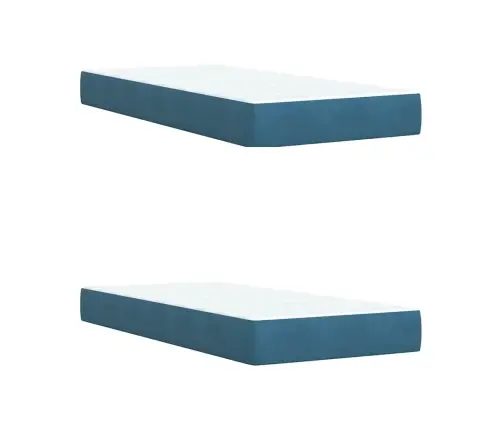 Lova Su Spyruoklėmis Ir Čiužiniu, Mėlyna, 200X200 cm Aksomas