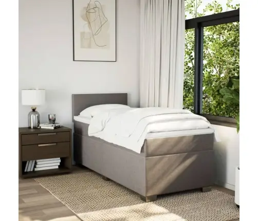 Atsperu Gultas Rāmis Ar Matraci, Pelēkbrūns, 80X200 Cm, Audums Vidaxl