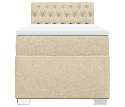 Lova Su Spyruoklėmis Ir Čiužiniu, Kreminė, 80X200cm Audinys