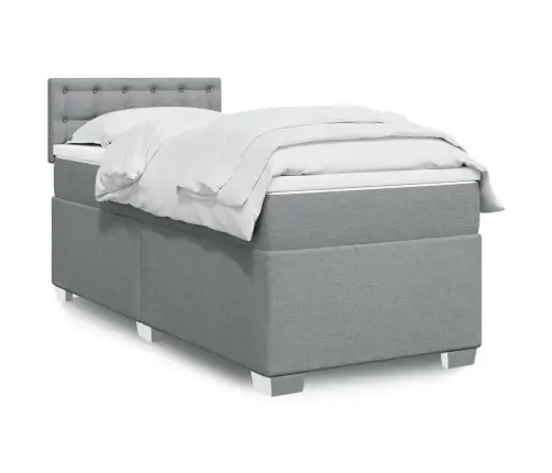 Lova Su Spyruoklėmis Ir Čiužiniu, Pilka, 80X200cm Audinys