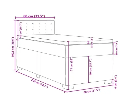 Kontinentaalvoodi Madratsiga, Tumepruun, 80X200 cm Kangas