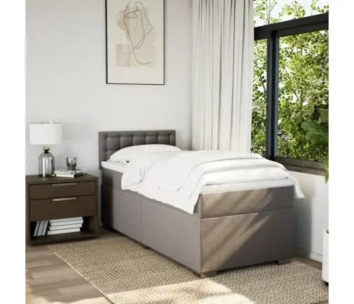 Atsperu Gultas Rāmis Ar Matraci, Pelēkbrūns, 80X200 Cm, Audums Vidaxl