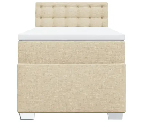 Atsperu Gultas Rāmis Ar Matraci, Krēmkrāsas, 80X200 Cm, Audums Vidaxl