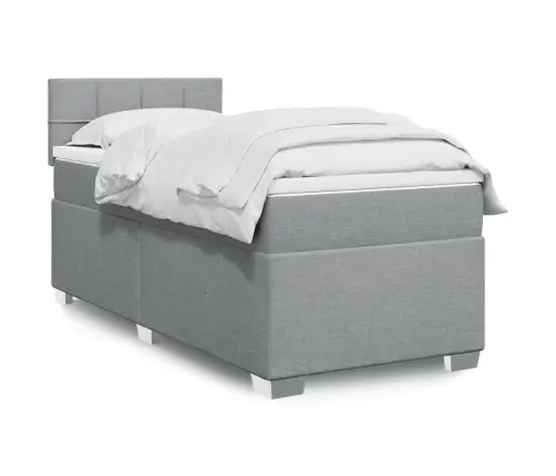 Lova Su Spyruoklėmis Ir Čiužiniu, Pilka, 90X190 cm Audinys