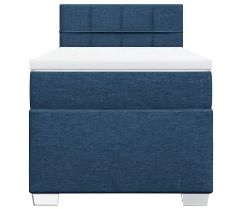 Atsperu Gultas Rāmis Ar Matraci, Zils, 90X190 Cm, Audums Vidaxl