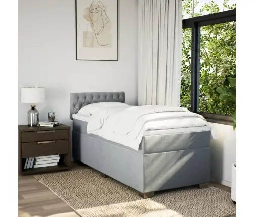 Atsperu Gulta Ar Matraci, Gaiši Pelēka, 90X190 Cm, Audums Vidaxl