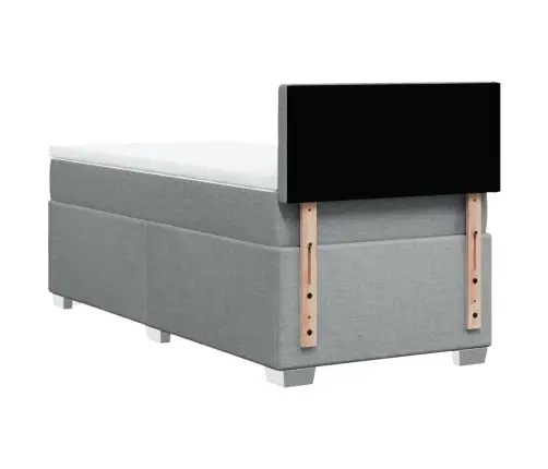 Atsperu Gulta Ar Matraci, Gaiši Pelēka, 90X190 Cm, Audums Vidaxl