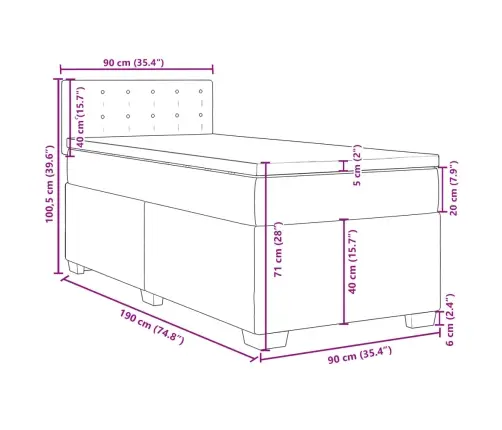 Lova Su Spyruoklėmis Ir Čiužiniu, Taupe, 90X190 cm Audinys