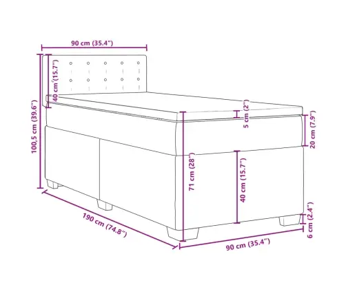 Kontinentaalvoodi Madratsiga, Kreemjas, 90X190 cm Kangas