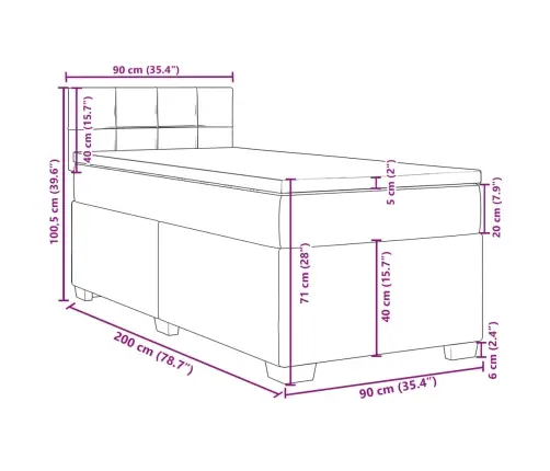 Lova Su Spyruoklėmis Ir Čiužiniu, Ruda, 90X200 cm Audinys