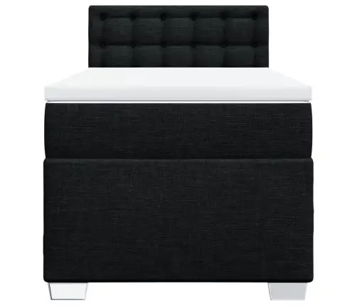 Lova Su Spyruoklėmis Ir Čiužiniu, Juoda, 90X200 cm Audinys