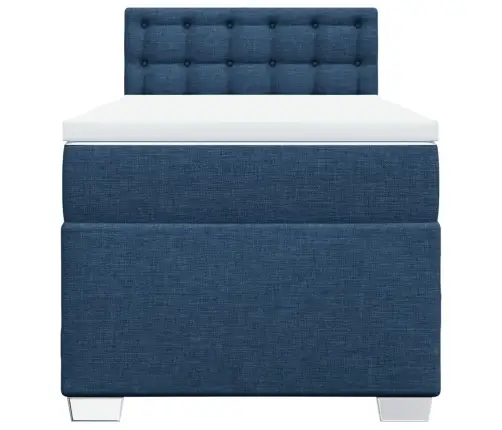 Atsperu Gultas Rāmis Ar Matraci, Zils, 90X200 Cm, Audums Vidaxl