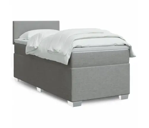 Atsperu Gultas Rāmis Ar Matraci, Gaiši Pelēka Audums, 100X200Cm Vidaxl