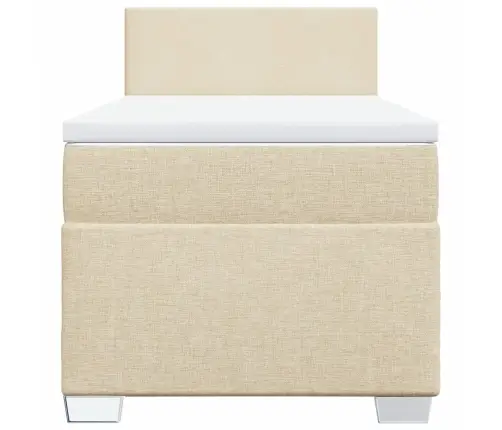 Atsperu Gultas Rāmis Ar Matraci, Krēmkrāsas, 100X200 Cm, Audums Vidaxl