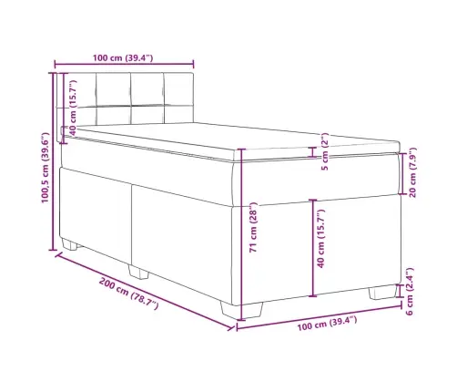 Kontinentaalvoodi Madratsiga, Pruunikashall, 100X200 cm Kangas