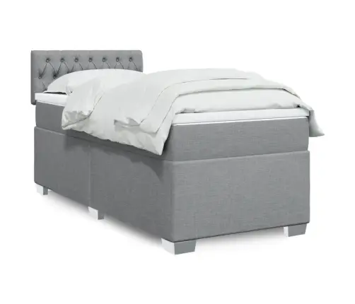 Atsperu Gultas Rāmis Ar Matraci, Gaiši Pelēka Audums, 100X200Cm Vidaxl