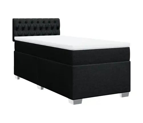 Atsperu Gultas Rāmis Ar Matraci, Melna Audums, 100X200 Cm Vidaxl