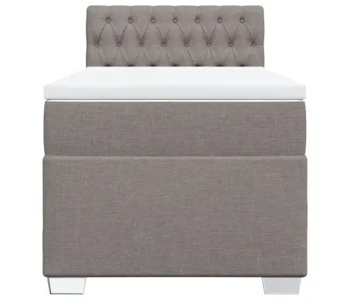 Atsperu Gultas Rāmis Ar Matraci, Pelēkbrūns, 100X200 Cm, Audums Vidaxl