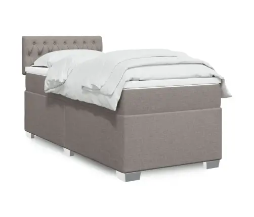 Atsperu Gultas Rāmis Ar Matraci, Pelēkbrūns, 100X200 Cm, Audums Vidaxl