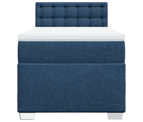 Atsperu Gultas Rāmis Ar Matraci, Zils, 100X200 Cm, Audums Vidaxl