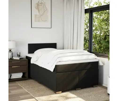 Atsperu Gulta Ar Matraci, Melns Audums, 120X190 Cm Vidaxl