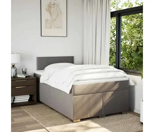 Atsperu Gulta Ar Matraci, Pelēkbrūns Audums, 120X190 Cm Vidaxl